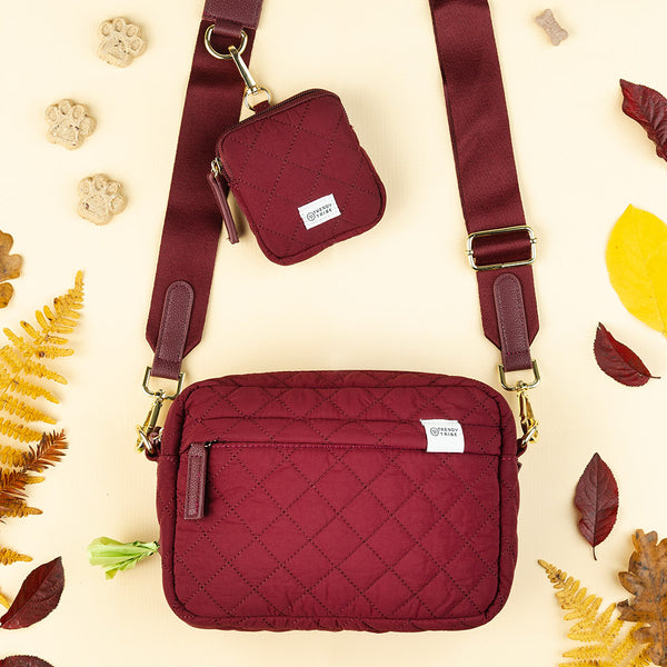 Quilted Dog Walking Bag - Radiant Ruby