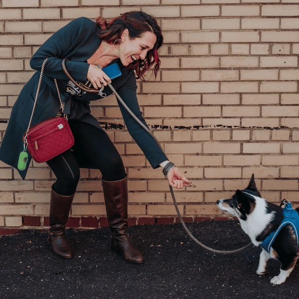 Quilted Dog Walking Bag - Radiant Ruby