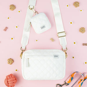 Quilted Dog Walking Bag - Seashell White