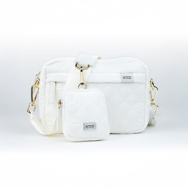 Quilted Dog Walking Bag - Seashell White